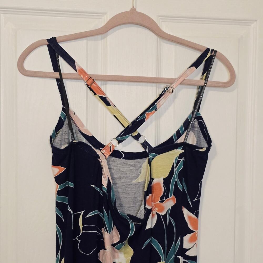 Volcom Cabananana Tropical Floral Maxi Dress Navy Racerback XL/12 - Picture 4 of 9